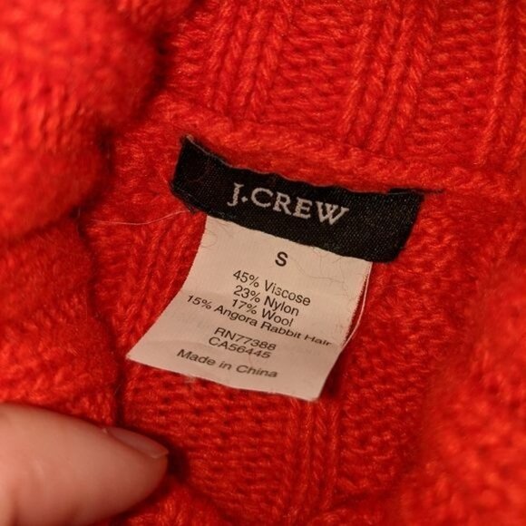 J.Crew Wool Cambridge Chunky Cable Knit Turtleneck Sweater Long Sleeve S Red - Picture 10 of 12